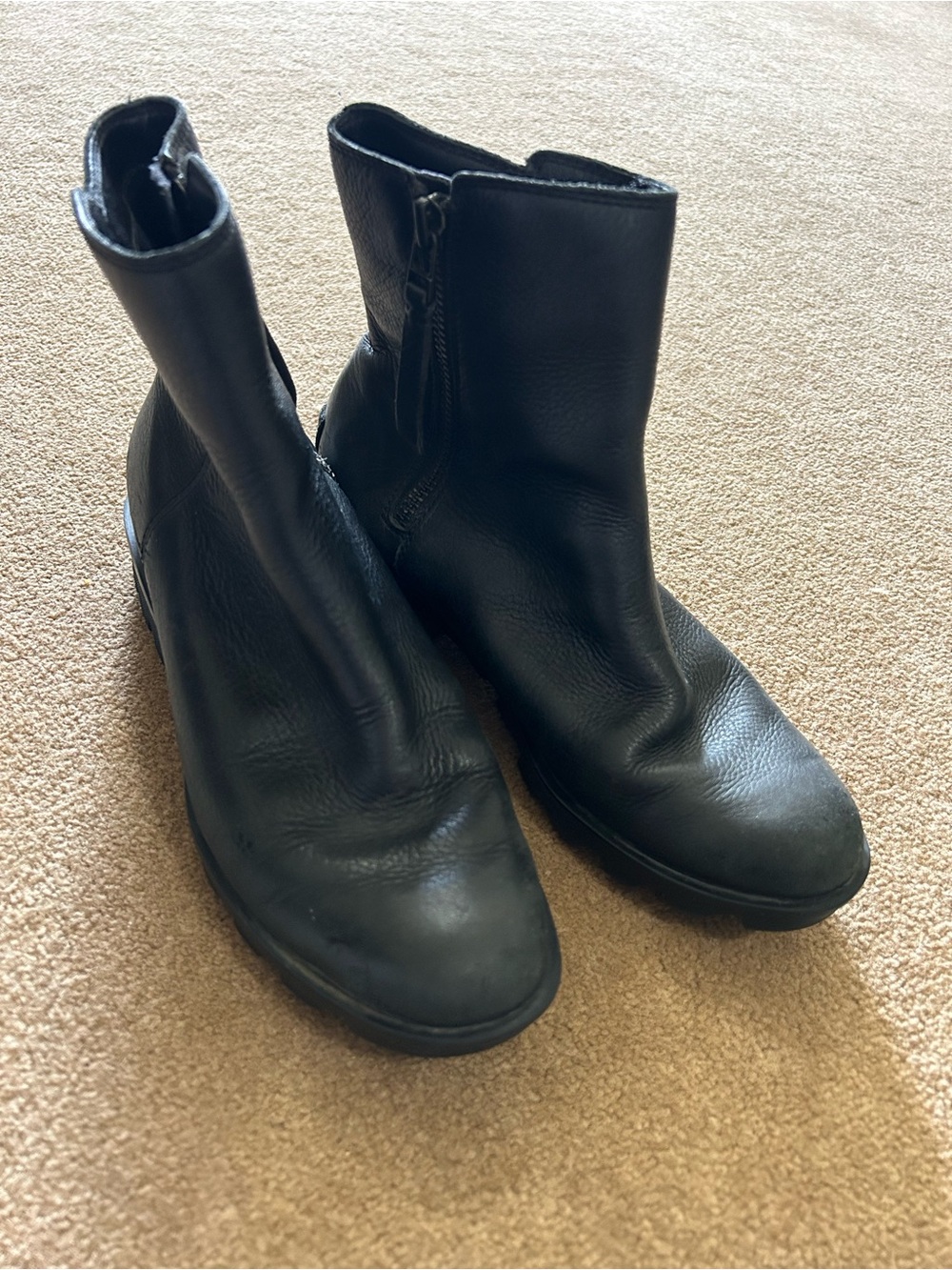 Black Leather Women's Ankle Boots - Classic Side-Zip